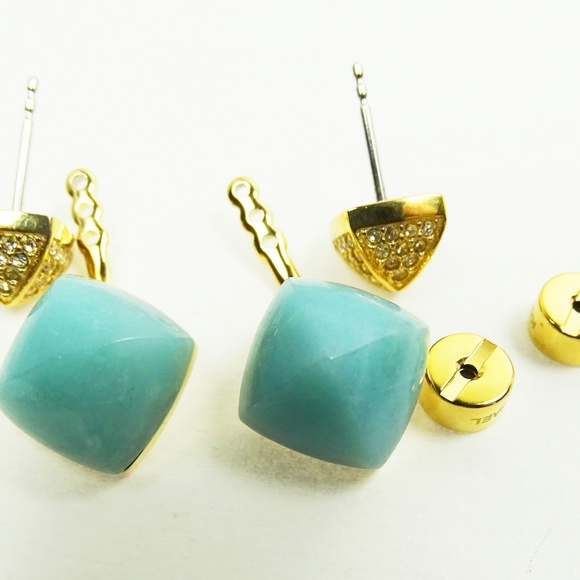 MICHAEL KORS Gold Plated Teal Blush Amazonite Pyramid Ear Jacket - Picture 4 of 8